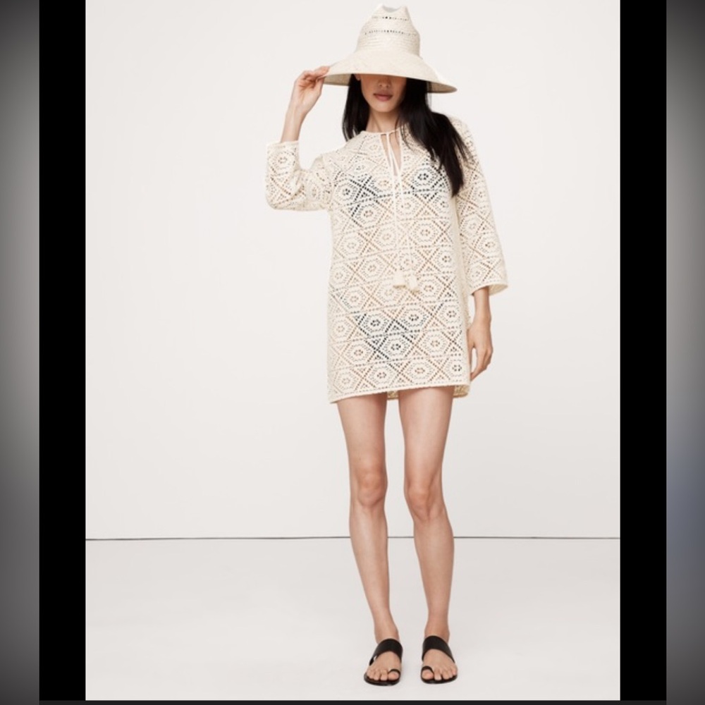 Banana Republic Cream Italian Lace Beach Dress Crochet Lace Cover-Up Tunic